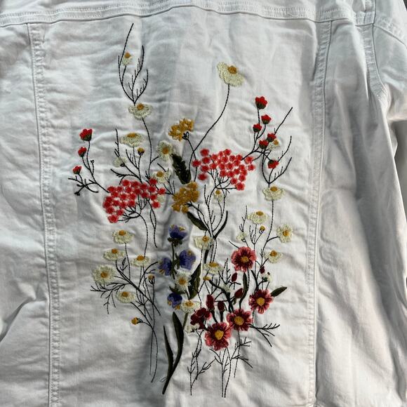 Laurie Felt Wave Denim Jacket with Embroidery White Size Large - Picture 12 of 15